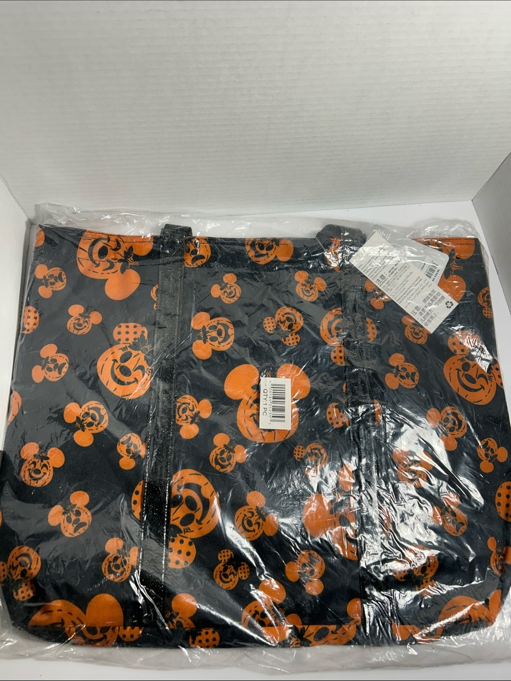 Halloween Pumpkin Mickey Tote - Orange & Black